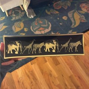 Gilt over cobalt glass safari decorative key tray